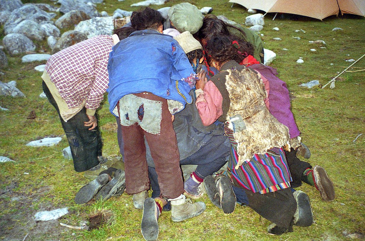 6 5 Children From Yulok Village Crowd Around Book At Kharta Camp